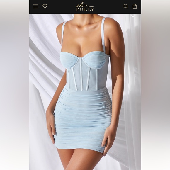 Corset Ruche Mesh Bandage Mini Dress - Picture 4 of 6